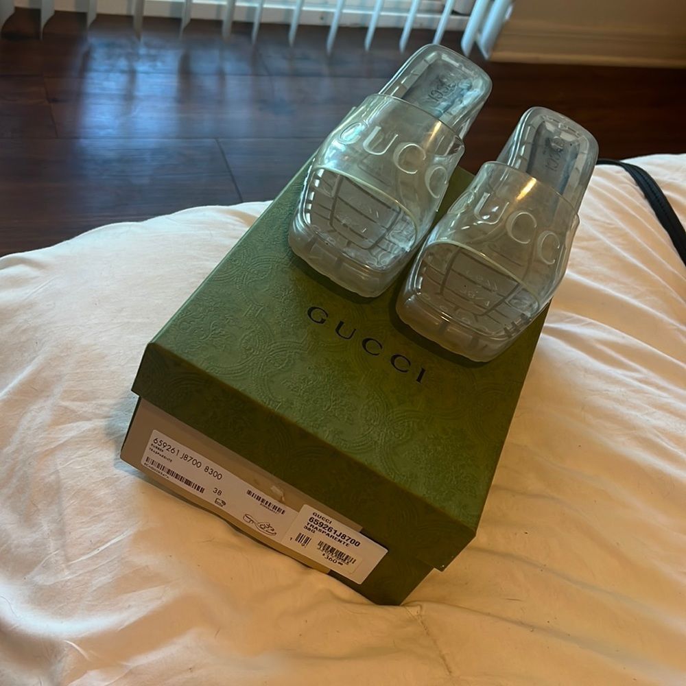 GUCCI Clear Women’s Slide Sandal - Size 38 - LIKE NEW - Box / Dust Bag INCLUDED